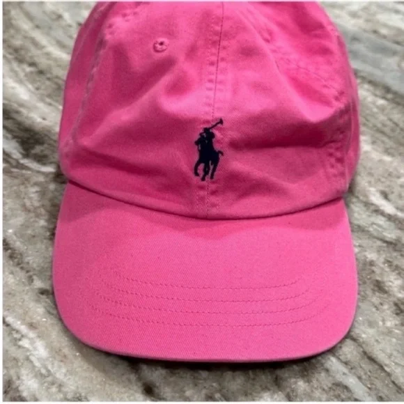 Ralph Lauren Vibrant Pink Cap with Navy Logo - Picture 9 of 10